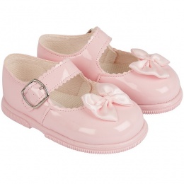 Girls Pink Patent Satin Bow Special Occasion Shoes